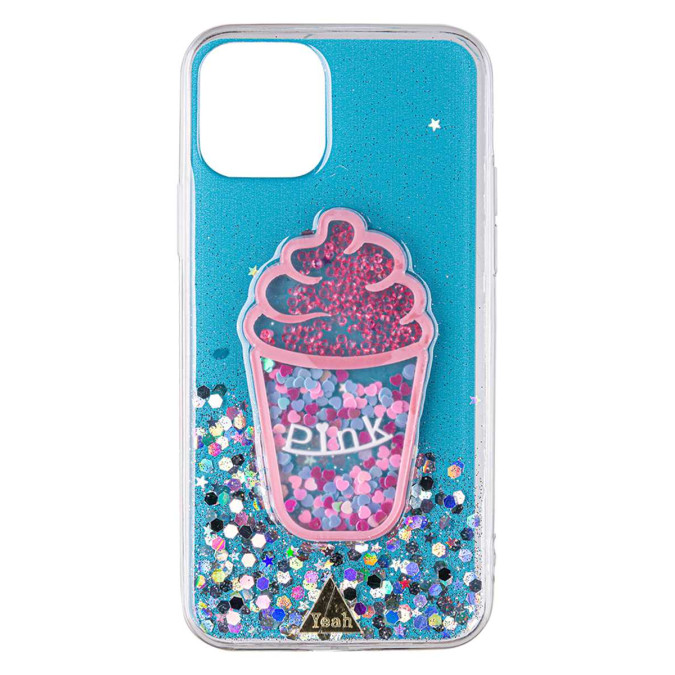 Чехол силиконовый дизайнерский. Glitter. Ice cream. Прозрачный. Apple Iphone 11 Pro