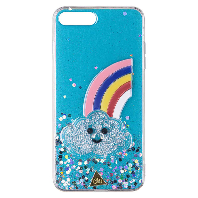 Чехол силиконовый дизайнерский. Glitter. Rainbow. Прозрачный. Apple Iphone 7 Plus / Apple Iphone 8 Plus