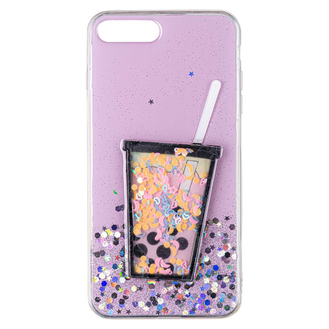 Чехол силиконовый дизайнерский. Glitter. Shake. Прозрачный. Apple Iphone 7 Plus / Apple Iphone 8 Plus