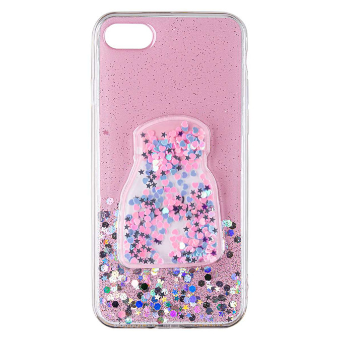 Чехол силиконовый дизайнерский. Glitter. Lovely. Прозрачный. Apple Iphone 7 / Apple Iphone 8