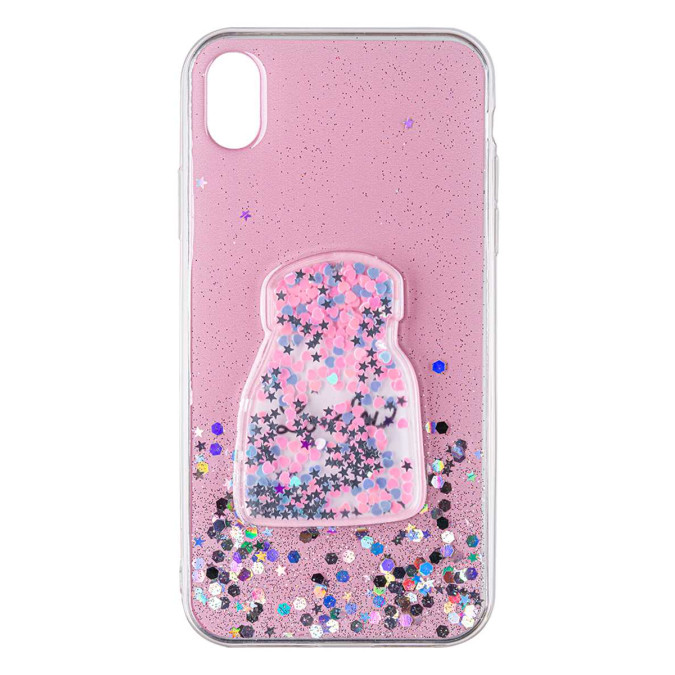 Чехол силиконовый дизайнерский. Glitter. Lovely. Прозрачный. Apple Iphone XR