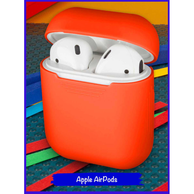 Чехол силиконовый AirPods. Неотъемная крышка. Красный. Apple AirPods