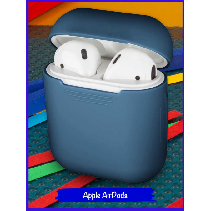 Чехол силиконовый AirPods. Неотъемная крышка. Темно-синий. Apple AirPods