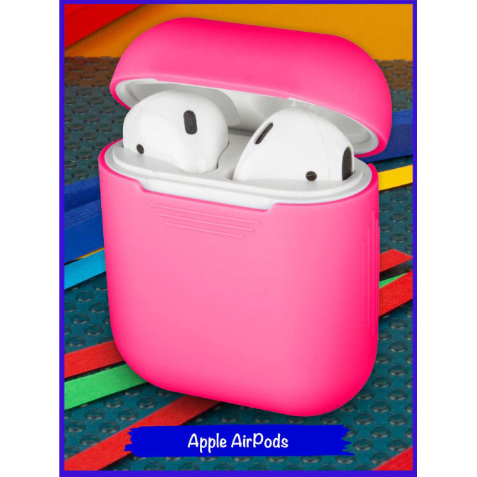 Чехол силиконовый AirPods. Неотъемная крышка. Розовый. Apple AirPods