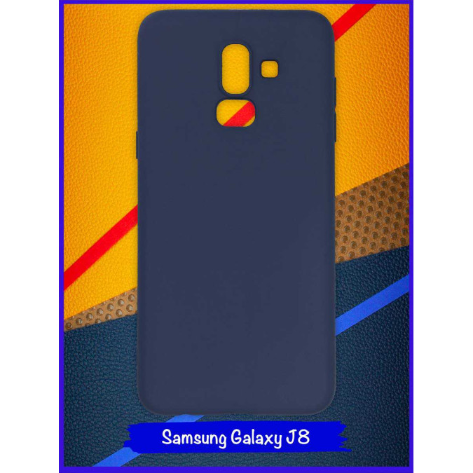 Чехол для Samsung Galaxy J8. Силиконовый. Темно-синий.