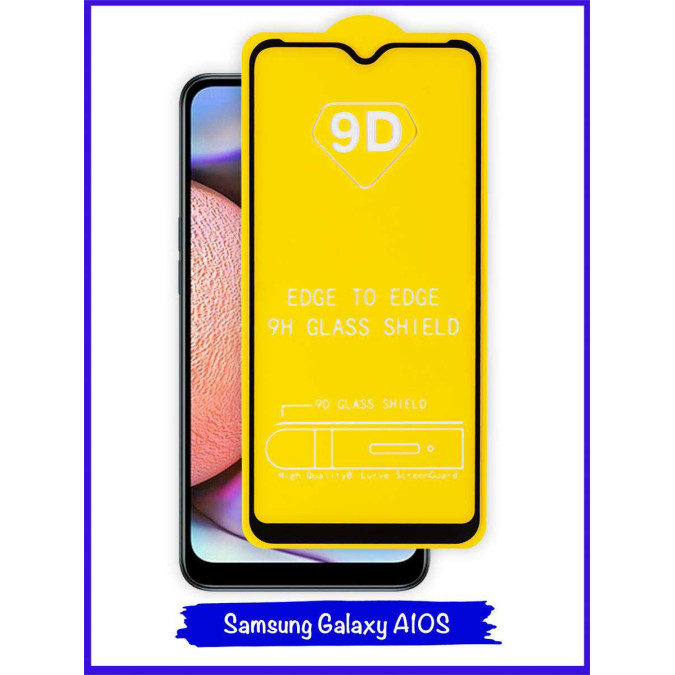 Стекло для Samsung Galaxy A10S. Противоударное. Полноклеевое. С черной рамкой. 9D