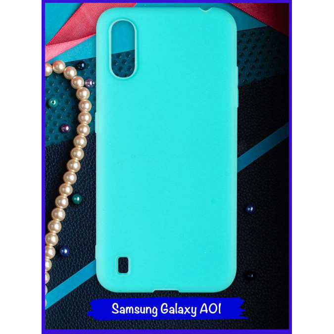 Чехол для Samsung Galaxy A01. Бирюзовый. Soft touch.