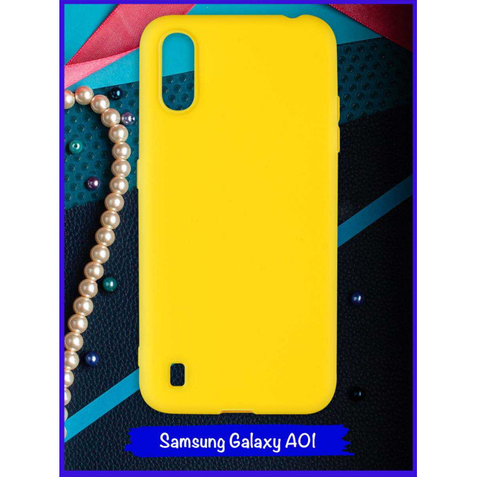 Чехол для Samsung Galaxy A01. Желтый. Soft touch.