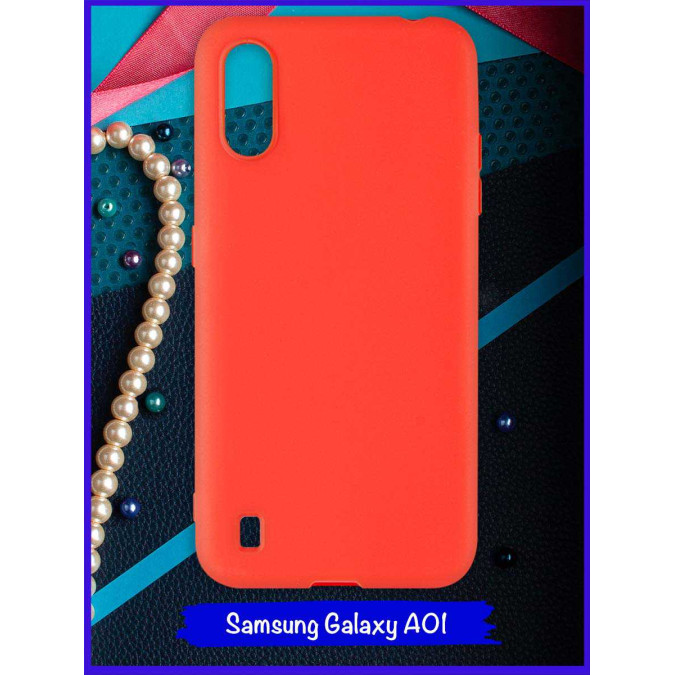 Чехол для Samsung Galaxy A01. Красный. Soft touch.