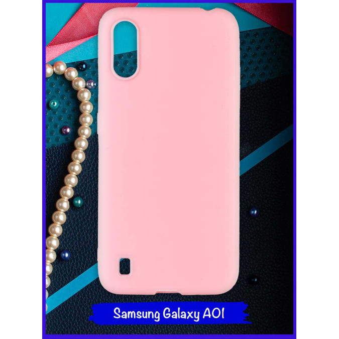 Чехол для Samsung Galaxy A01. Розовый. Soft touch.