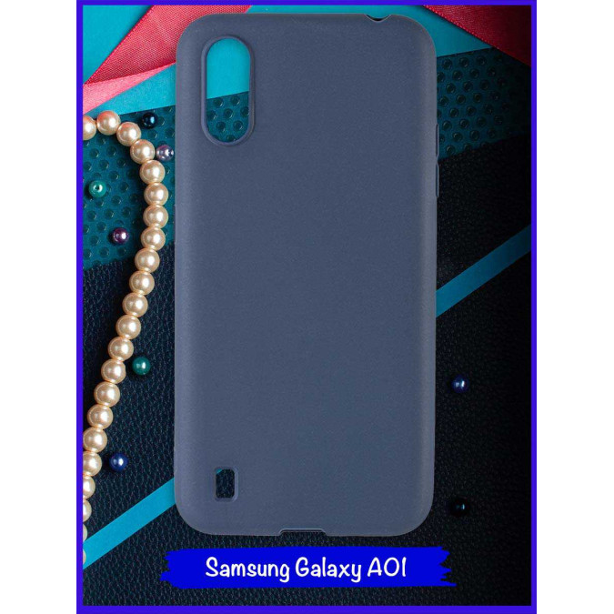 Чехол для Samsung Galaxy A01. Темно-синий. Soft touch.