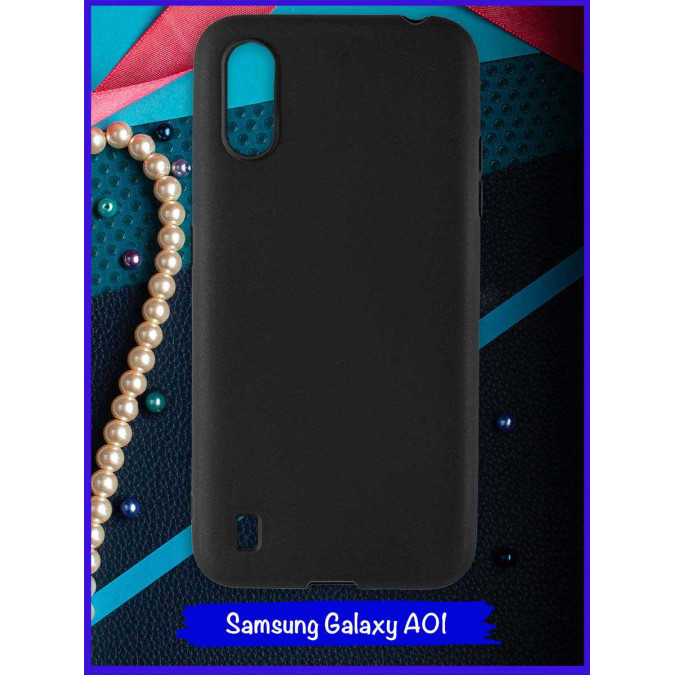 Чехол для Samsung Galaxy A01. Черный. Soft touch.