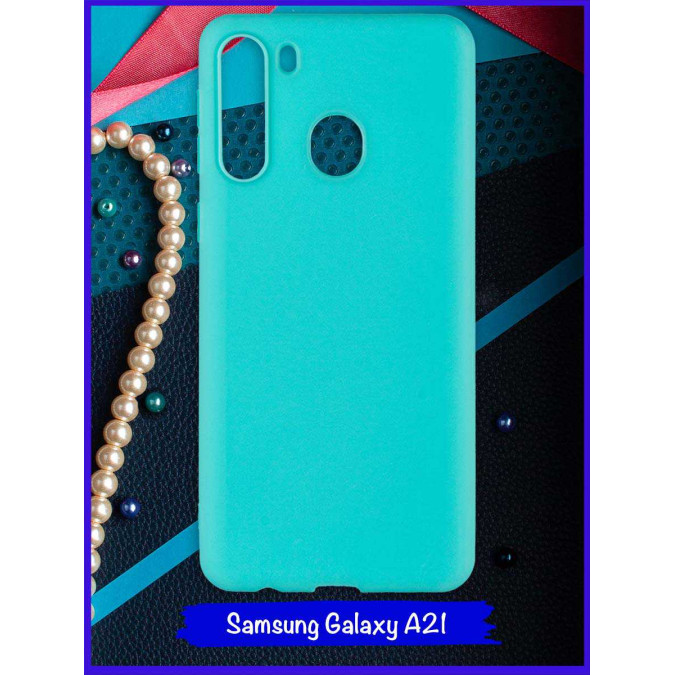 Чехол для Samsung Galaxy A21. Бирюзовый. Soft touch.