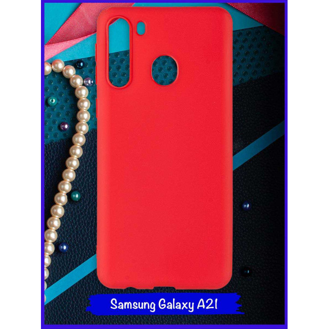 Чехол для Samsung Galaxy A21. Красный. Soft touch.