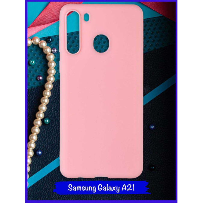 Чехол для Samsung Galaxy A21. Розовый. Soft touch.