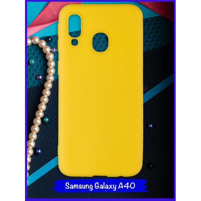 Чехол для Samsung Galaxy A40. Желтый. Soft touch.