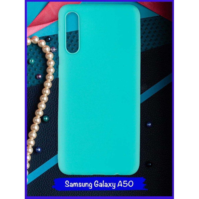 Чехол для Samsung Galaxy A50. Бирюзовый. Soft touch.