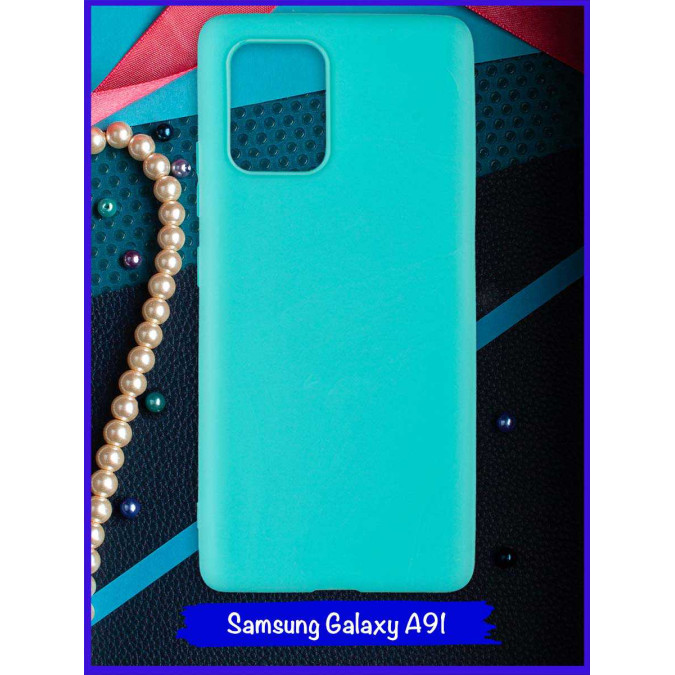 Чехол для Samsung Galaxy A91. Бирюзовый. Soft touch.