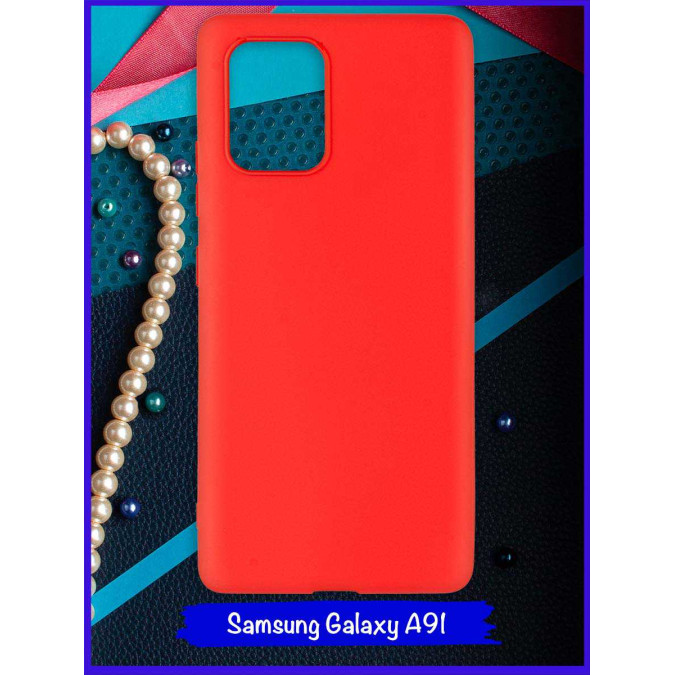 Чехол для Samsung Galaxy A91. Красный. Soft touch.