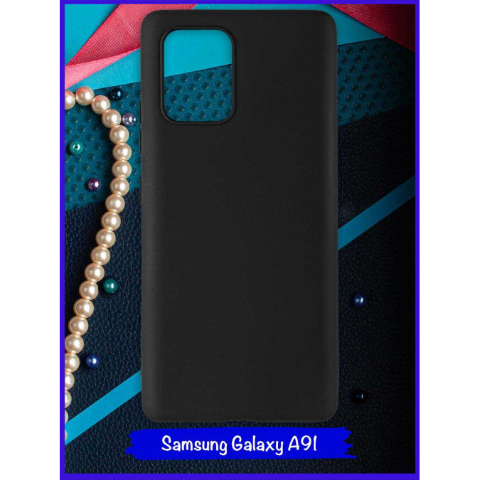 Чехол для Samsung Galaxy A91. Черный. Soft touch.