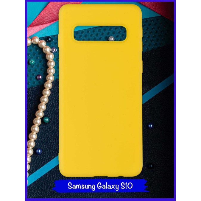 Чехол для Samsung Galaxy S10. Желтый. Soft touch.