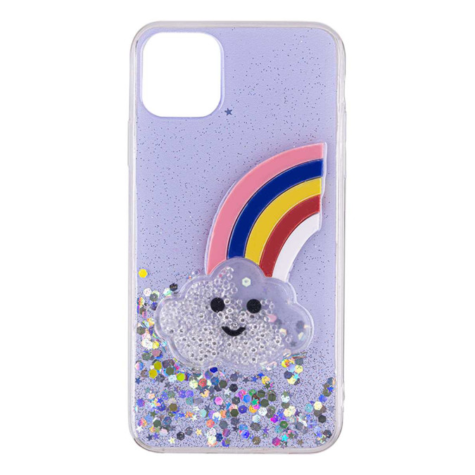 Чехол  для Apple Iphone 11 Pro Max. Дизайнерский. Glitter. Rainbow.