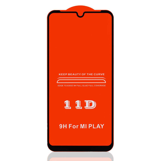 Стекло защитное противоударное для Xiaomi Mi Play. 11D. Black.