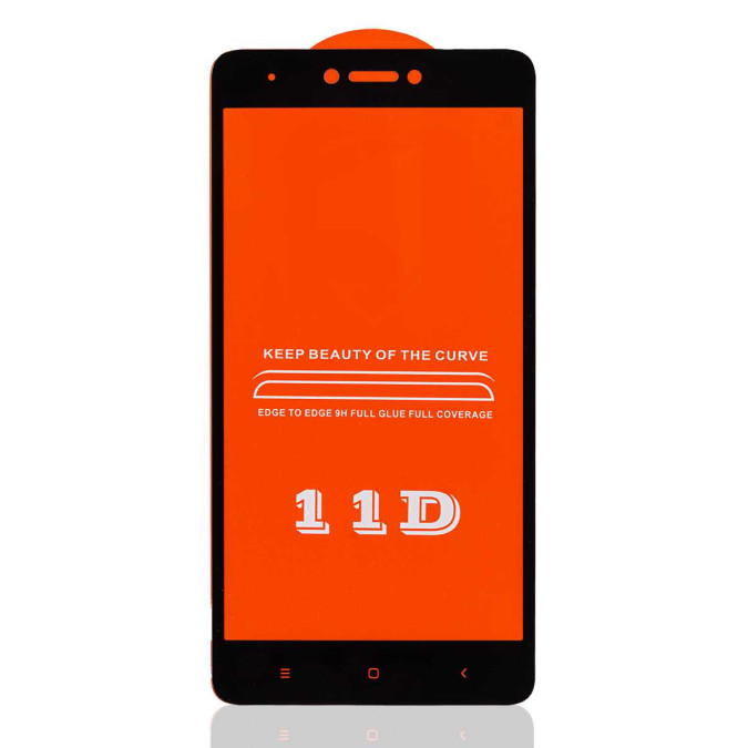 Стекло защитное противоударное для Xiaomi Redmi 4X. 11D. Black.