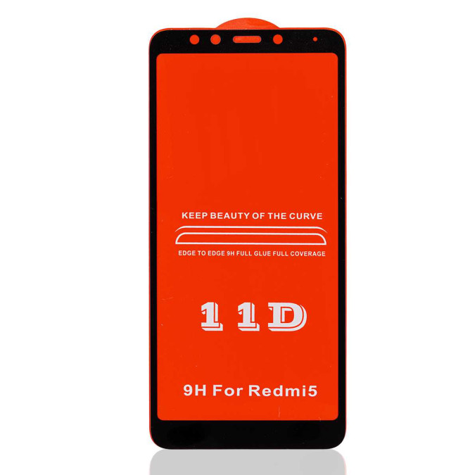 Стекло защитное противоударное для Xiaomi Redmi 5. 11D. Black.