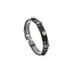 Браслет экокожа. Черный. Черепа. 6081