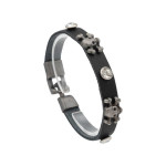 Браслет экокожа. Черный. Черепа. 6081 Браслет экокожа. Черный. Черепа. 6081