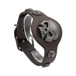 Браслет экокожа. Коричневый. Черепа. 6083 Браслет экокожа. Коричневый. Черепа. 6083