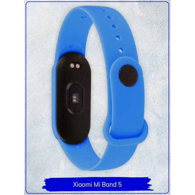 Ремешок для Xiaomi Mi Band 5. Силикон. Голубой.