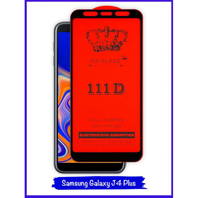 Стекло для Samsung Galaxy J6 Plus 2018. 111D. Черная рамка.