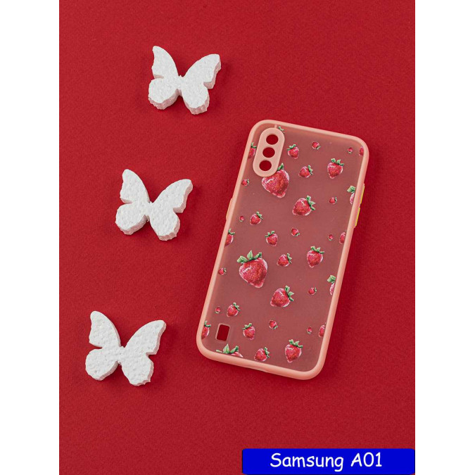 Чехол дизайнерский для Samsung Galaxy A01. Клубника.