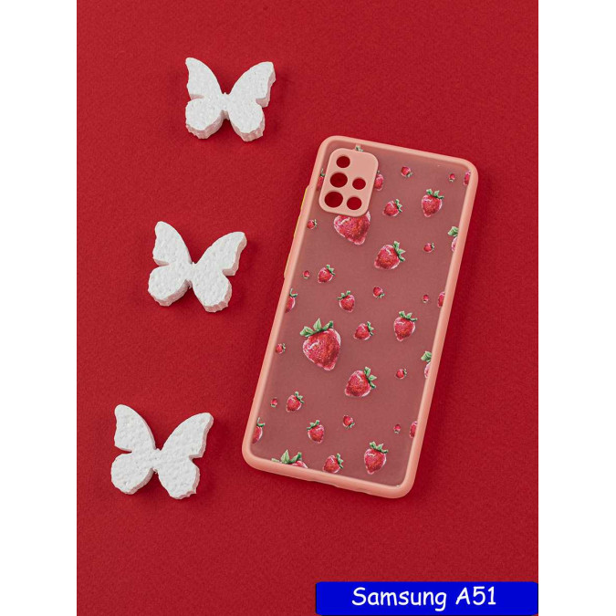 Чехол дизайнерский для Samsung Galaxy A51. Клубника.