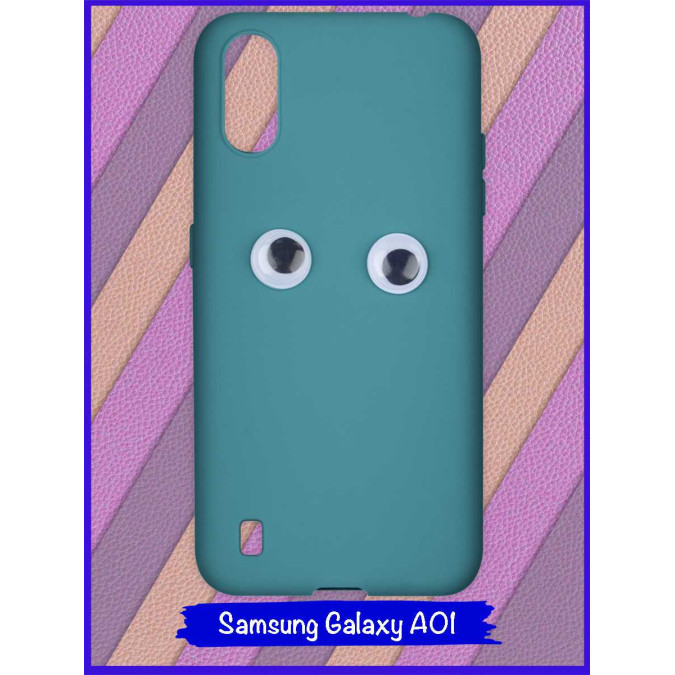 Чехол для Samsung Galaxy A01. Глаза. Морская волна.