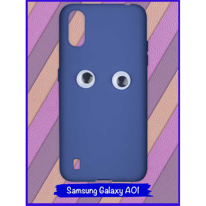 Чехол для Samsung Galaxy A01. Глаза. Темно-синий.