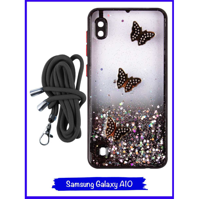 Чехол дизайнерский для Samsung Galaxy A10. Черные бабочки.