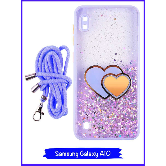 Чехол дизайнерский для Samsung Galaxy A10. Сиреневые сердца.