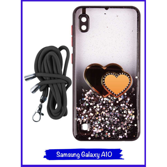 Чехол дизайнерский для Samsung Galaxy A10. Черные сердца.