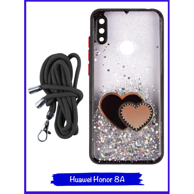 Чехол дизайнерский для Huawei Honor 8A / Huawei Y6s (2019) / Huawei Y6 Prime (2019). Черные сердца.