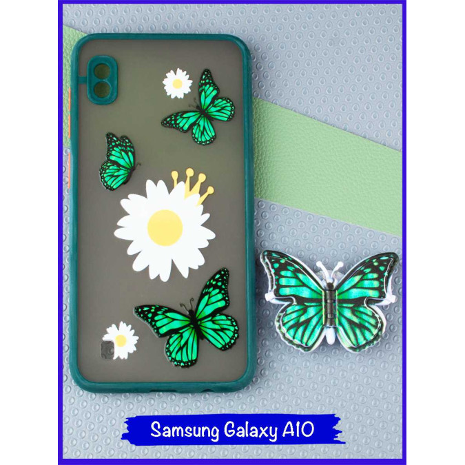 Чехол дизайнерский для Samsung Galaxy A10. Темно-зеленая рамка.