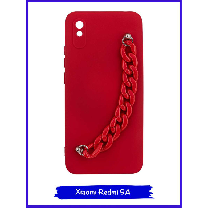 Чехол дизайнерский для Xiaomi Redmi 9A. Красный. Цепь пластик.