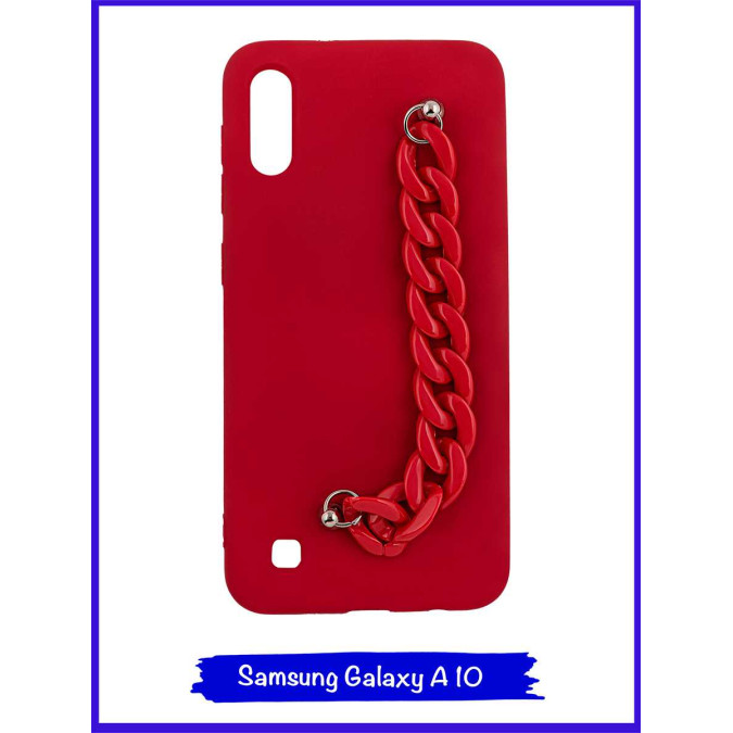 Чехол дизайнерский для Samsung Galaxy A10. Красный. Цепь пластик.