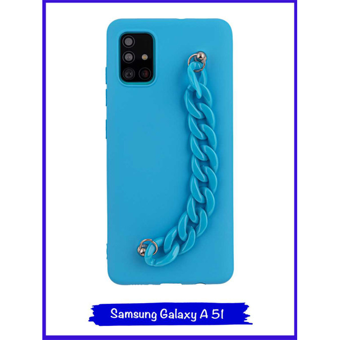 Чехол дизайнерский для Samsung Galaxy A51. Голубой. Цепь пластик.