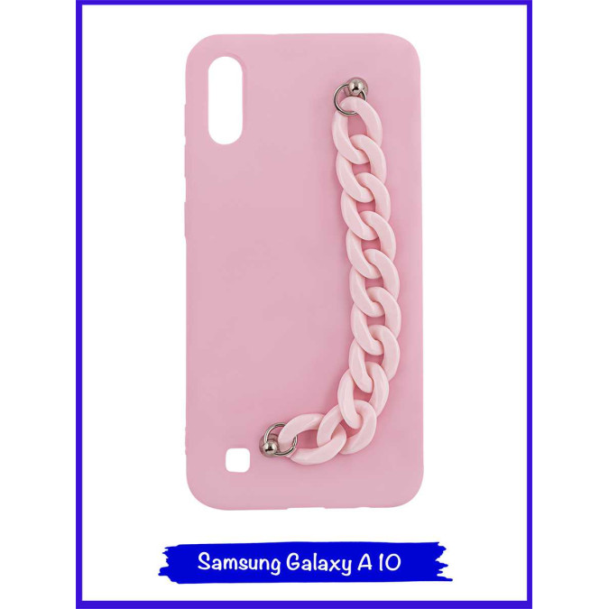 Чехол дизайнерский для Samsung Galaxy A10. Розовый. Цепь пластик.