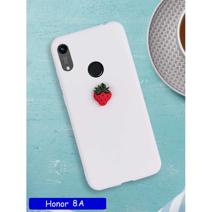 Чехол дизайнерский для Huawei Honor 8A / Huawei Y6s (2019) / Huawei Y6 Prime (2019). Белый. Клубника.