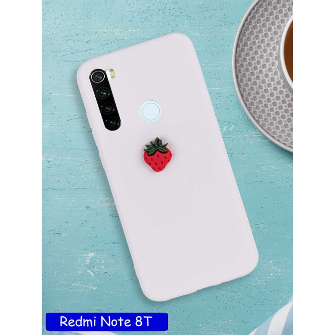 Чехол дизайнерский для Xiaomi Redmi Note 8T. Белый. Клубника.