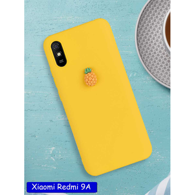 Чехол дизайнерский для Xiaomi Redmi 9A. Желтый. Ананас.